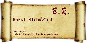 Bakai Richárd névjegykártya